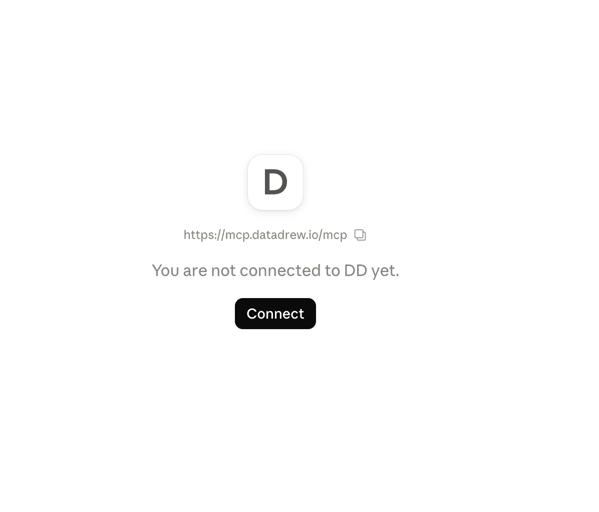 The Datadrew MCP OAuth connect screen shown after adding mcp.datadrew.io/mcp as a custom connector in Claude